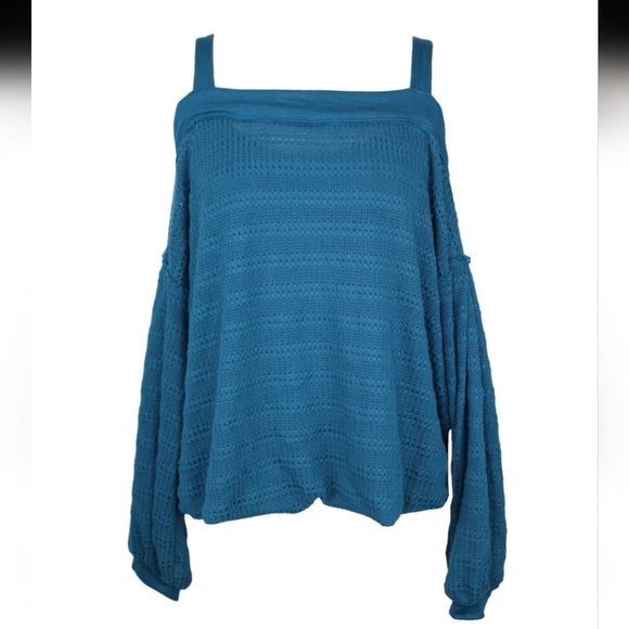 Free People Sistine Hacci Women’s Teal Cold Shoulder Top, Size Small - Picture 10 of 10